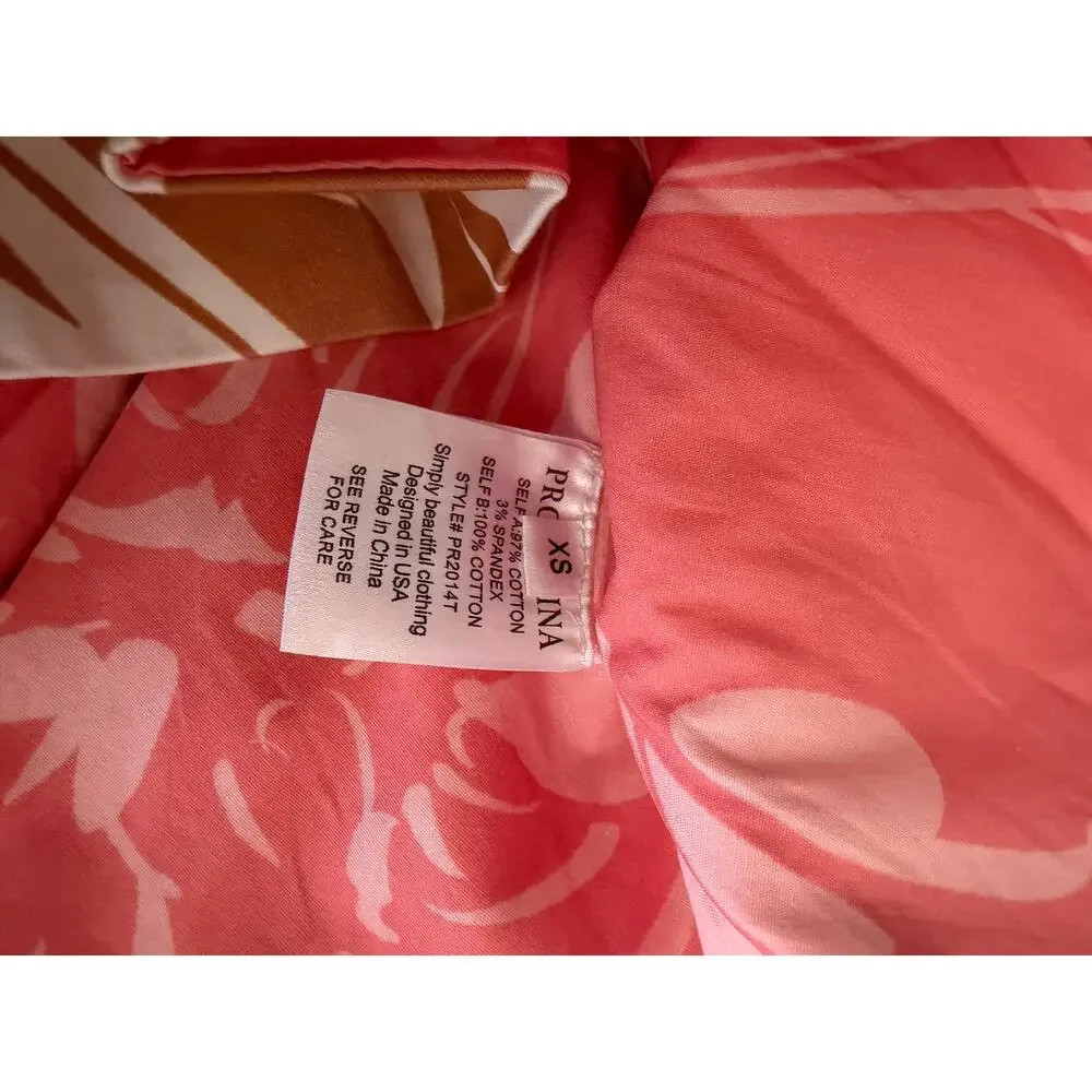 PROSPERINA SABINE ROSE PINK FLORAL PRINT COTTON REVERSIBLE PEPLUM TOP - Picture 8 of 8